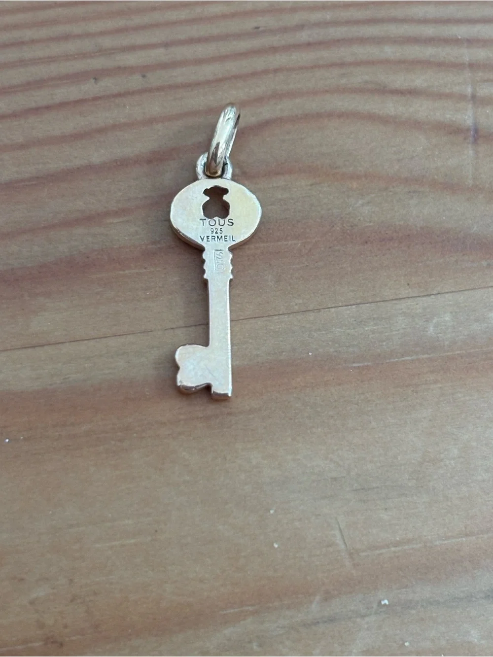 Gold Key Charm Pendant with Heart Detail